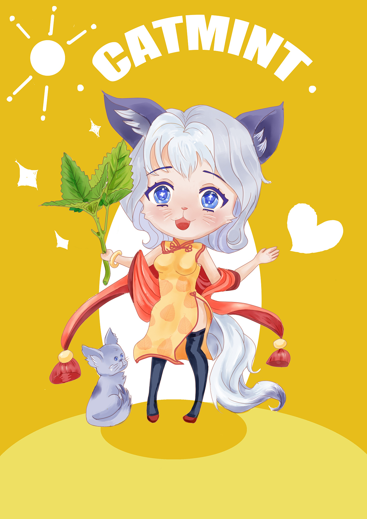 可爱的猫咪女孩