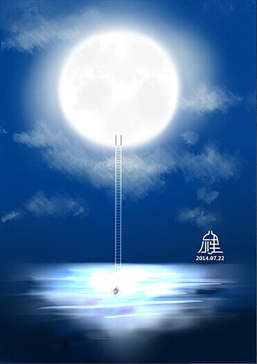 《月之梯》（图ZMTg3MDYzNjg=） - 单幅漫画 - 站酷设计师夏延Cheyenne原创素材 - 站酷ZCOOL