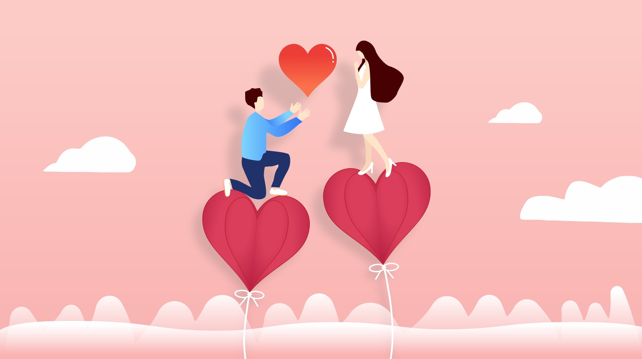 情人节520七夕情侣主题插画