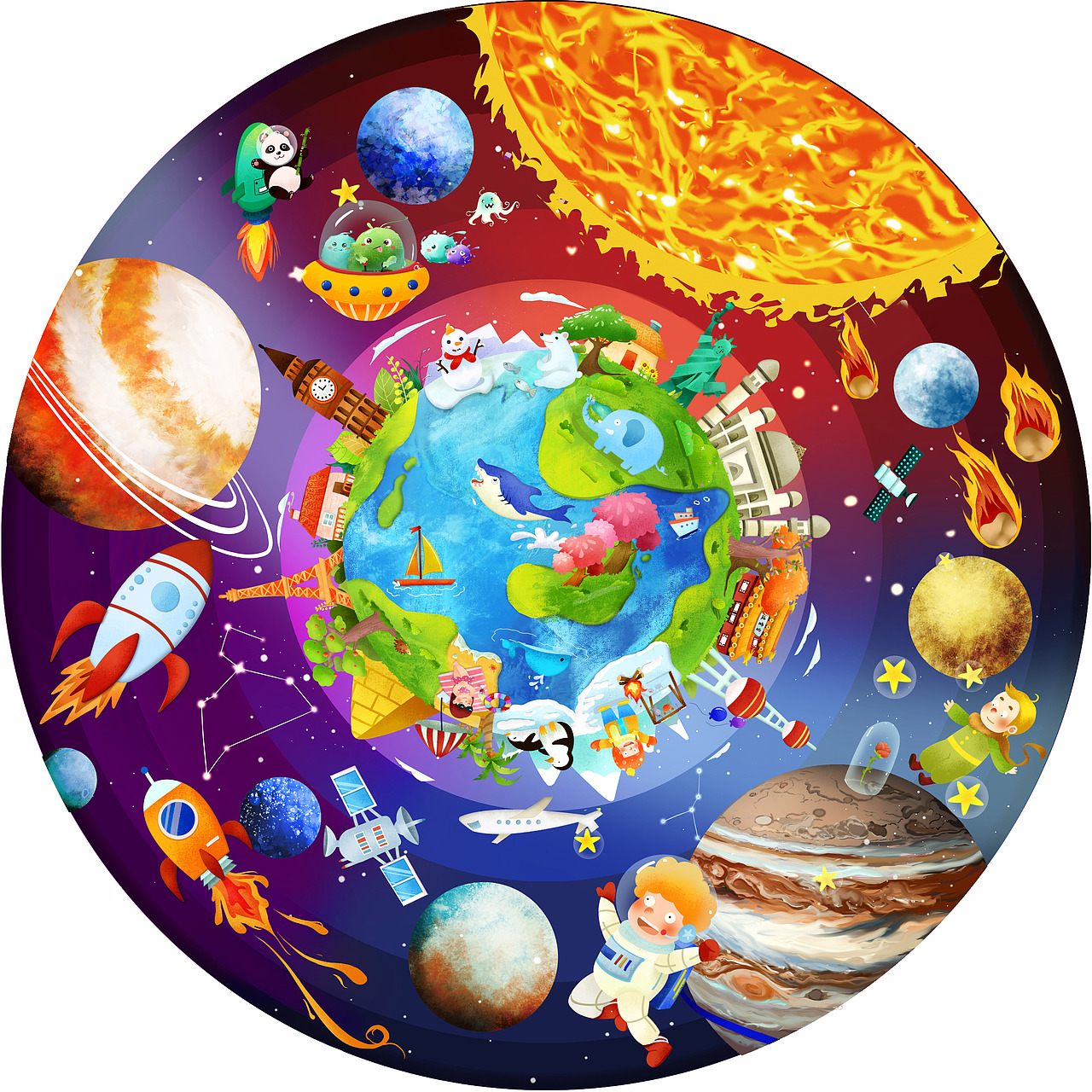 儿童拼图（图ZMjcwMTIwMTgw） - 商业插画 - 站酷设计师乔宜乔原创素材 - 站酷ZCOOL