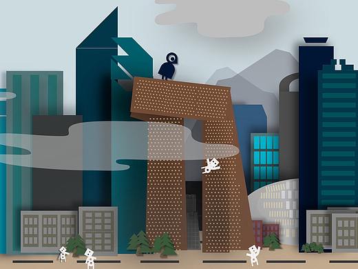罪恶都市-矢量科技感都市插画魔幻元素