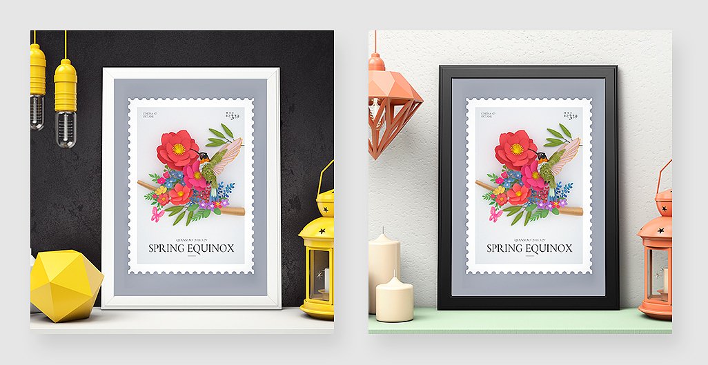 c4d春分剪紙郵票海報(bào)（圖ZMTA5OTY3MjAw） - 海報(bào) - 站酷設(shè)計(jì)師仟毛原創(chuàng)素材 - 站酷ZCOOL