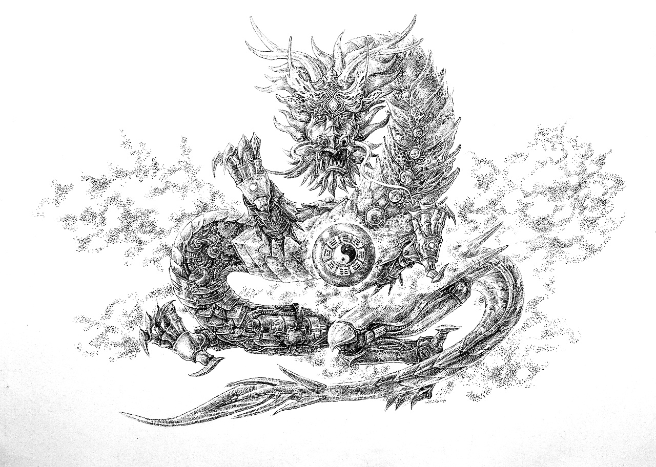 中国龙遇见朋克风-九龙合壁