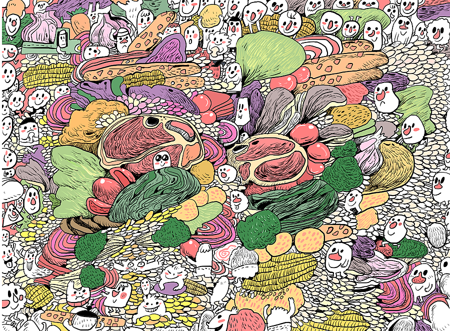 吉野家的小精灵（图ZNjgxMjYzNg==） - 艺术插画 - 站酷设计师小爱迪生原创素材 - 站酷ZCOOL
