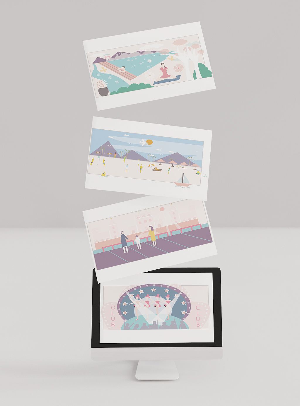 14年给一个旅行公司画的AI手绘插画