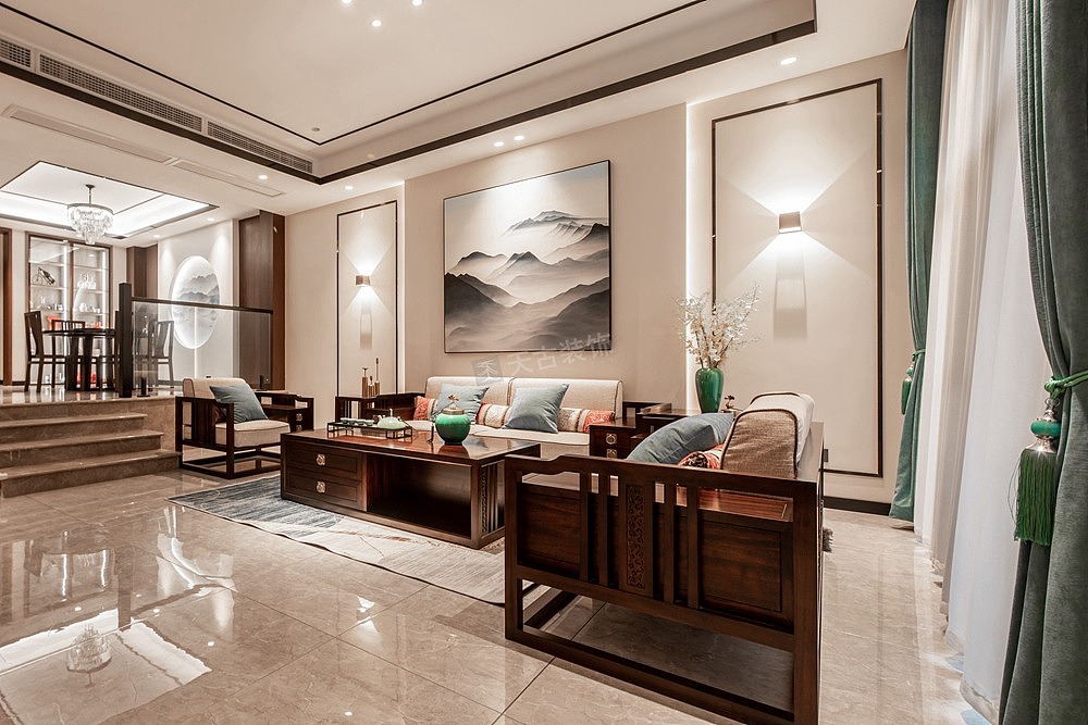 龙湖东桥郡装修实景展示:新中式风格,大学城天古装饰