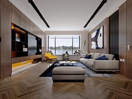 七号视觉-现代风格客餐厅/卧室/效果图