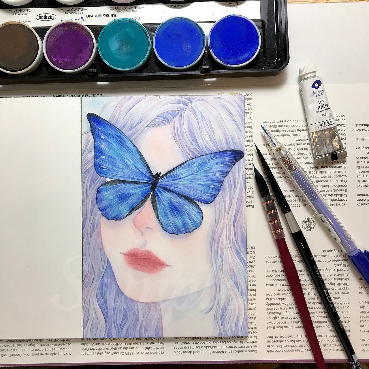 水彩蝴蝶少女合集