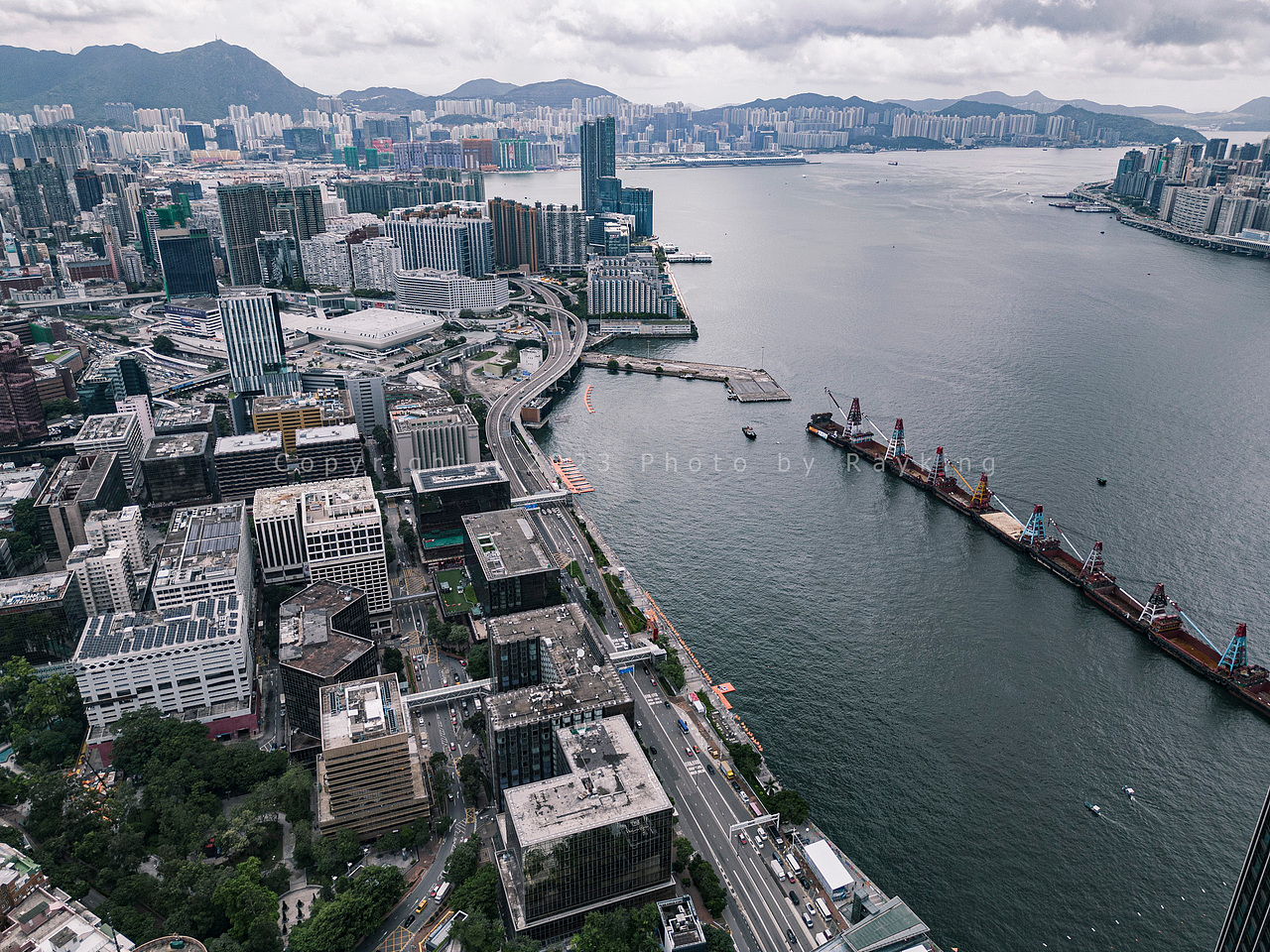 香港航拍黑金色调及赛博朋克