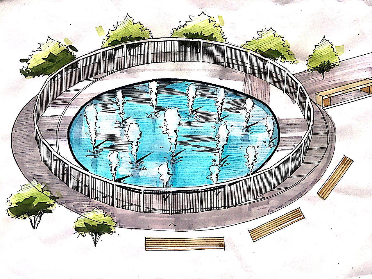 公共艺术作品手绘