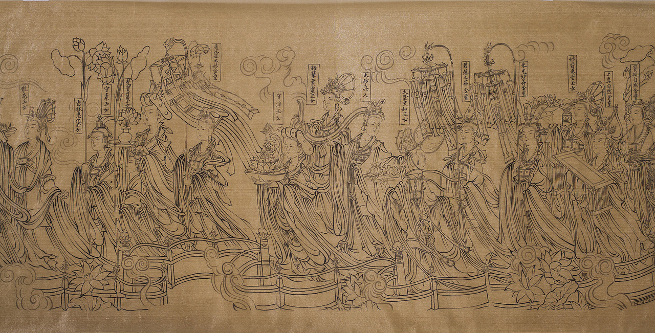 《朝元仙仗图》长卷,绢本,墨笔,纵44.