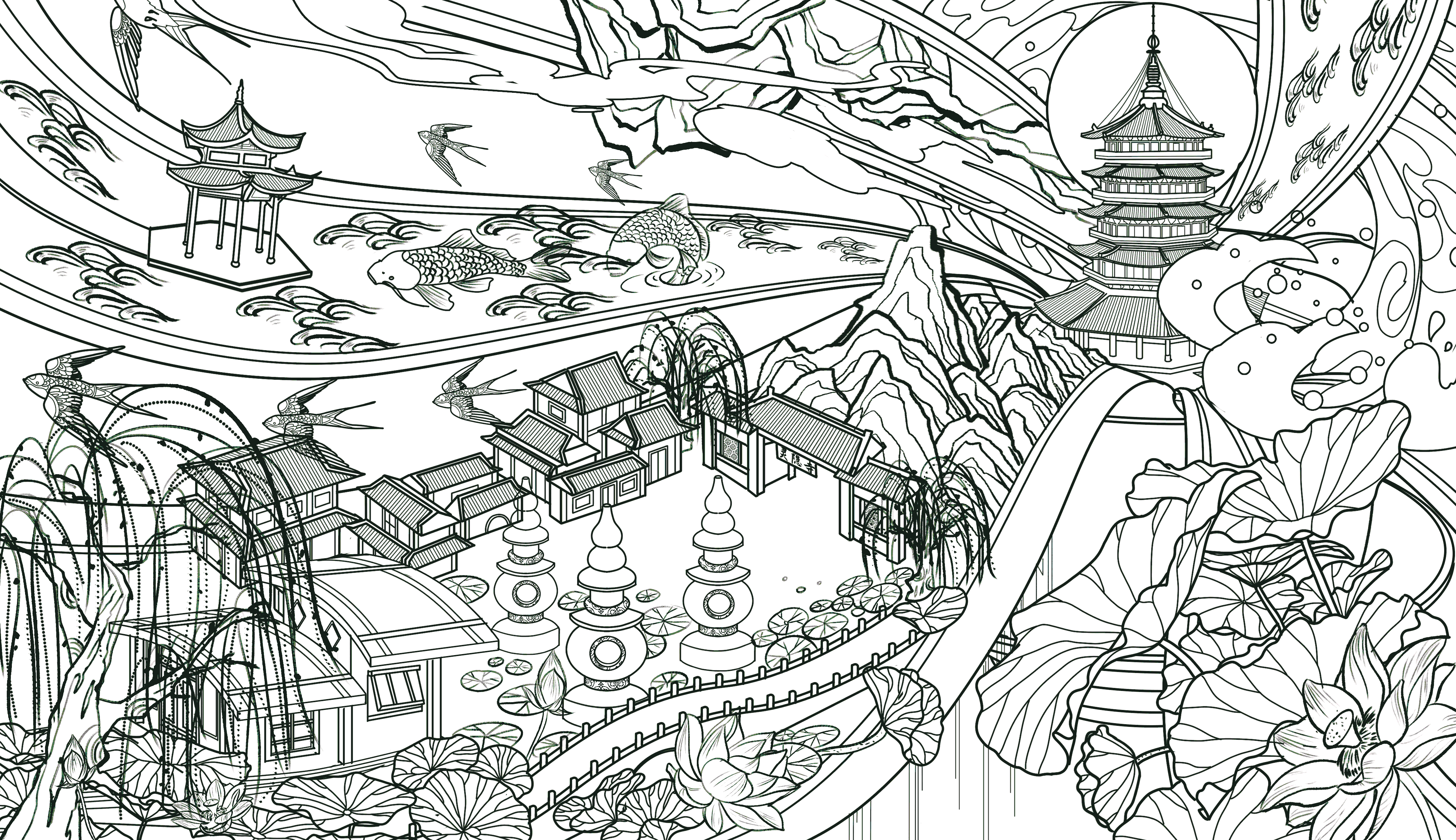 国潮风城市插画系列作品（图ZMjgyMjk1NTc2） - 创作习作 - 站酷设计师关木木同学原创素材 - 站酷ZCOOL