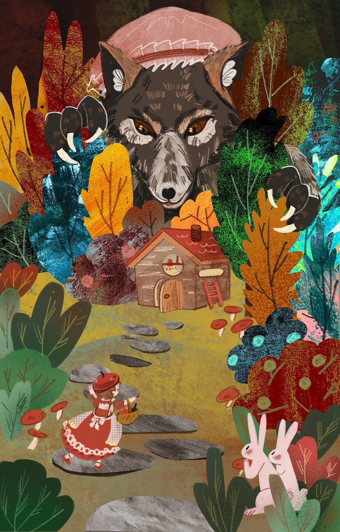 小红帽的故事-绘本|插画|儿童插画|泰迪熊晒太阳_原创作品-站酷zcool