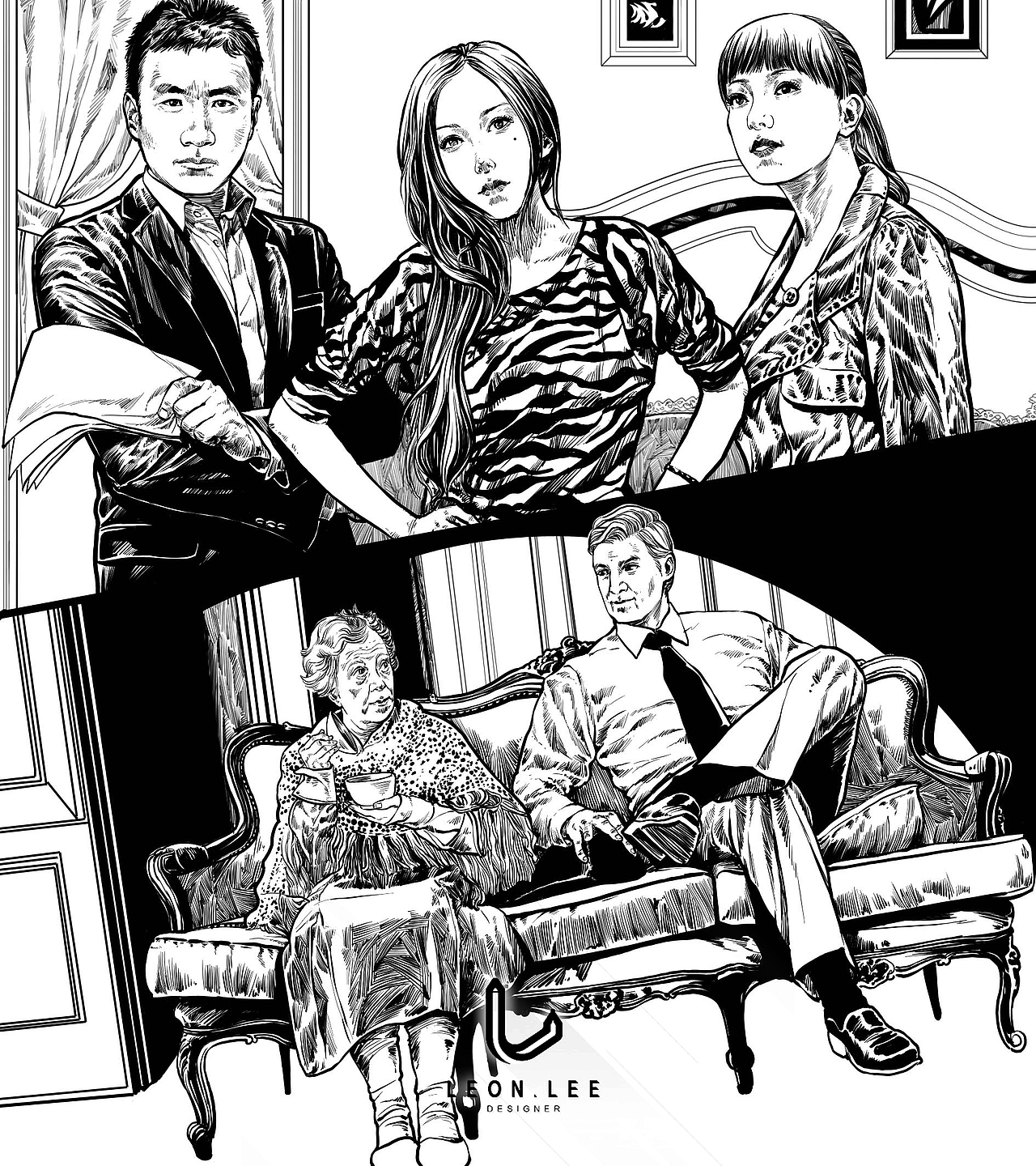 《推理世界》黑白插画 第二发（图ZNDczMjE0NjQ=） - 商业插画 - 站酷设计师Leon_Lee万叔原创素材 - 站酷ZCOOL