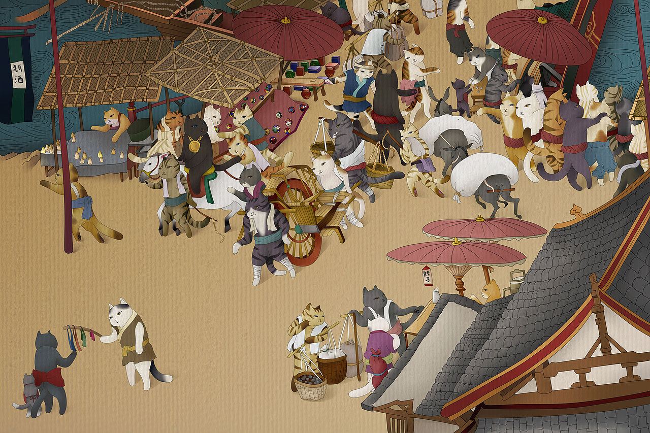 清明上猫图（图ZODQ3MjI1MjA=） - 艺术插画 - 站酷设计师浪味仙柳三原创素材 - 站酷ZCOOL