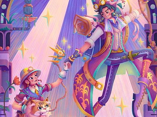 |地心历险记|扁平粗肌理插画