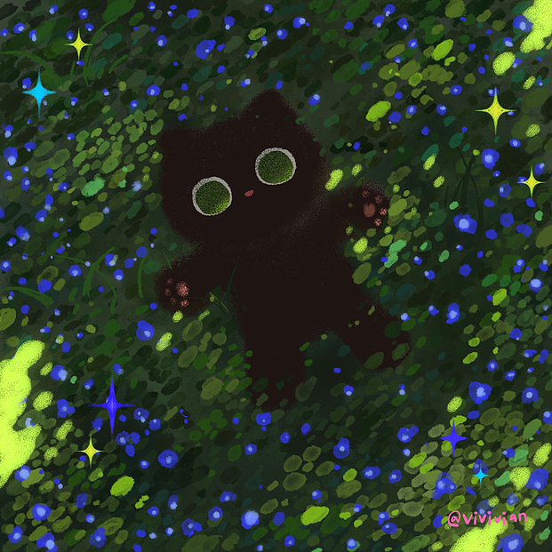 一百只小黑猫计划｜春天（图ZMzY4ODU0ODk2） - 创作习作 - 站酷设计师安生生生啊原创素材 - 站酷ZCOOL