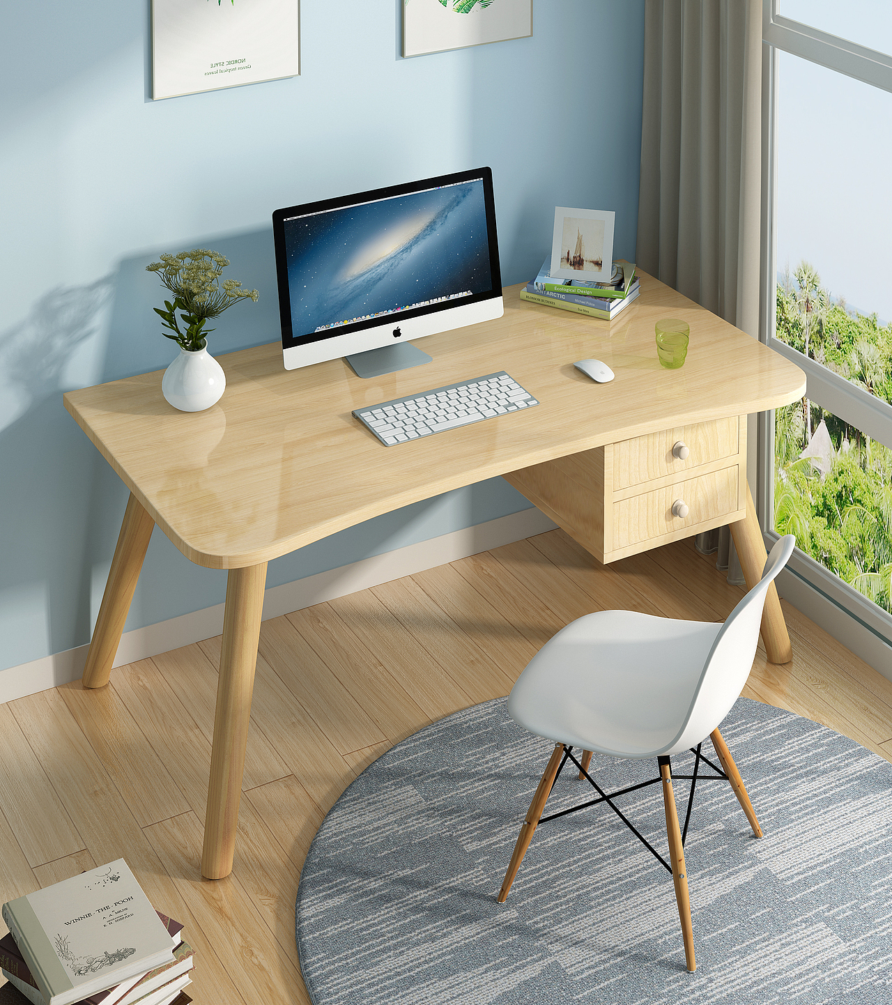 电脑桌3D 建模渲染