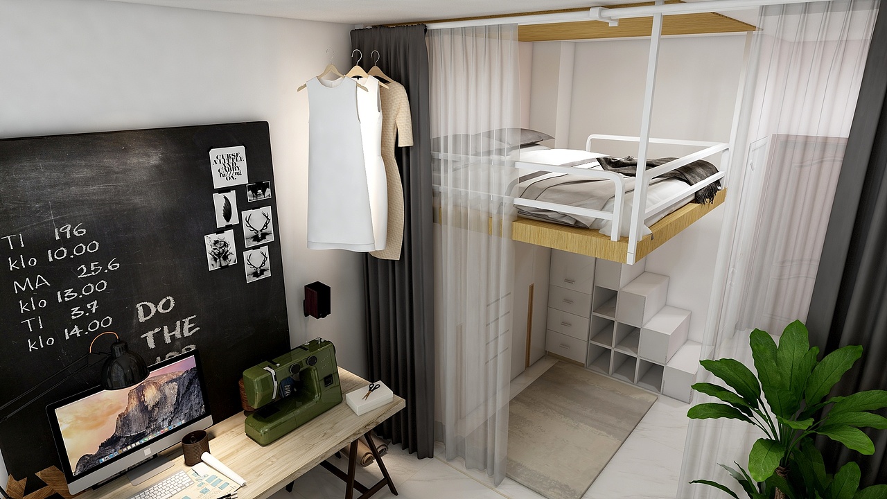 28平米一居室小户型室内效果设计