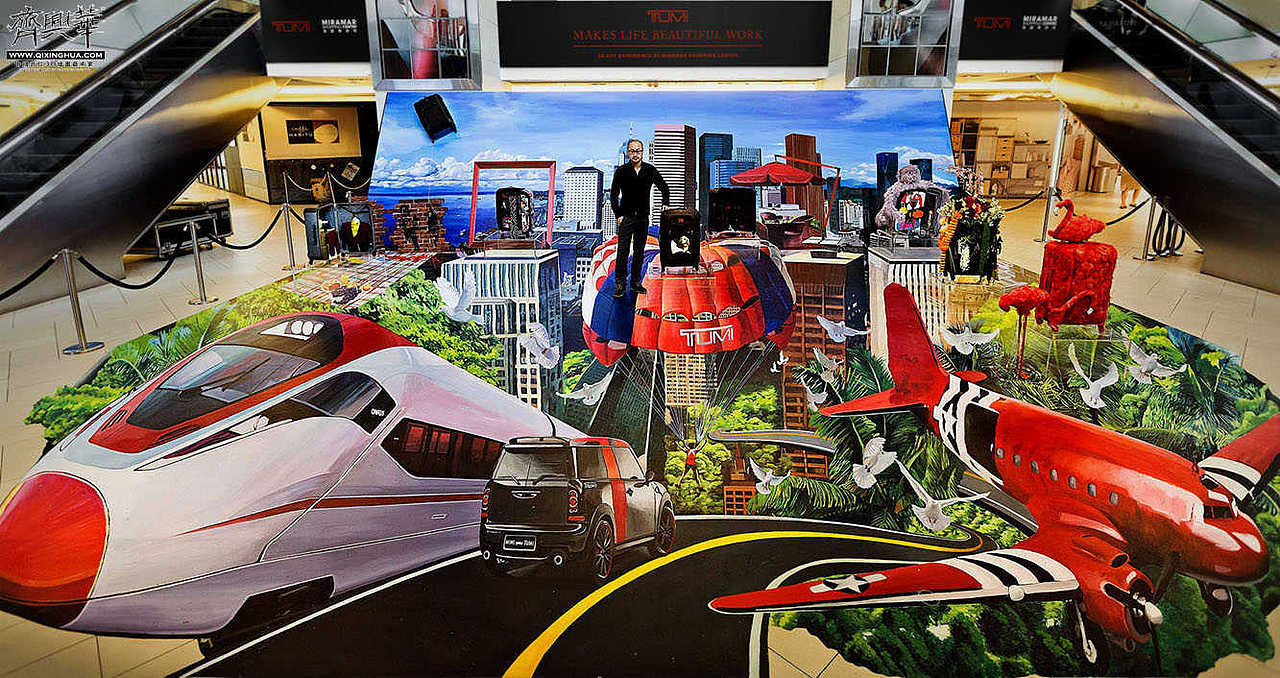 3d手绘,齐兴华,3d立体地画,3d立体壁画,街头地画,城市立体画,3d墙地