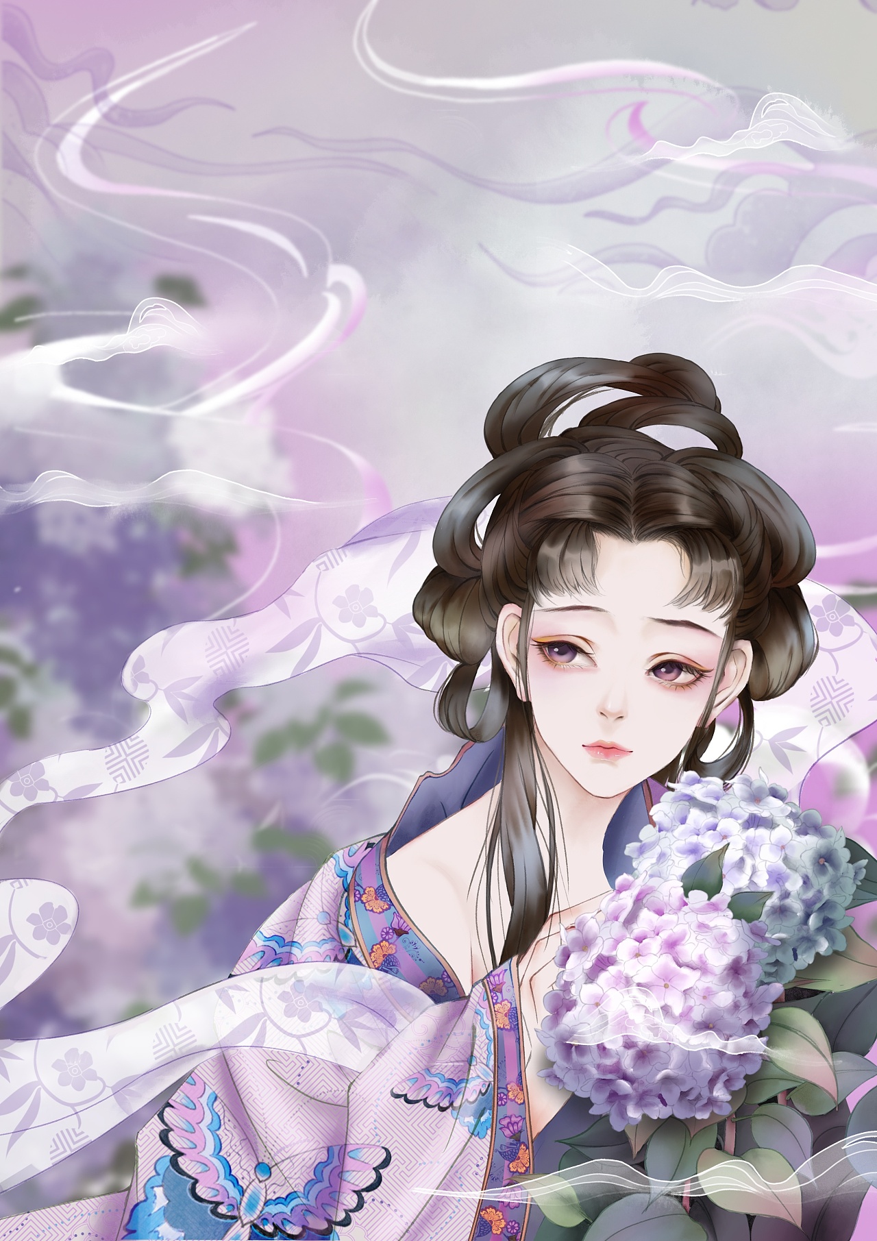 绣球 原创古风插画|插画|创作习作|bazinga夏夏 - 原创作品 - 站酷