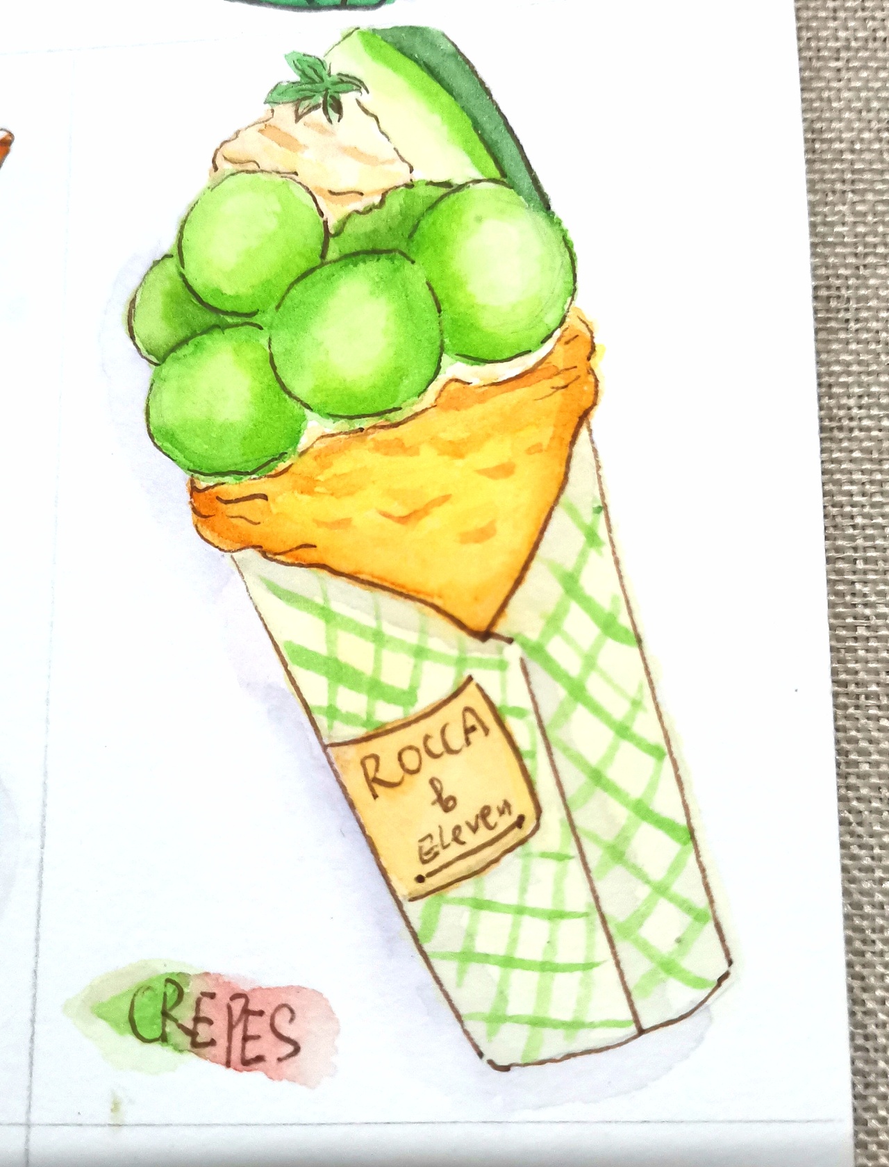 水彩…甜品可丽饼.