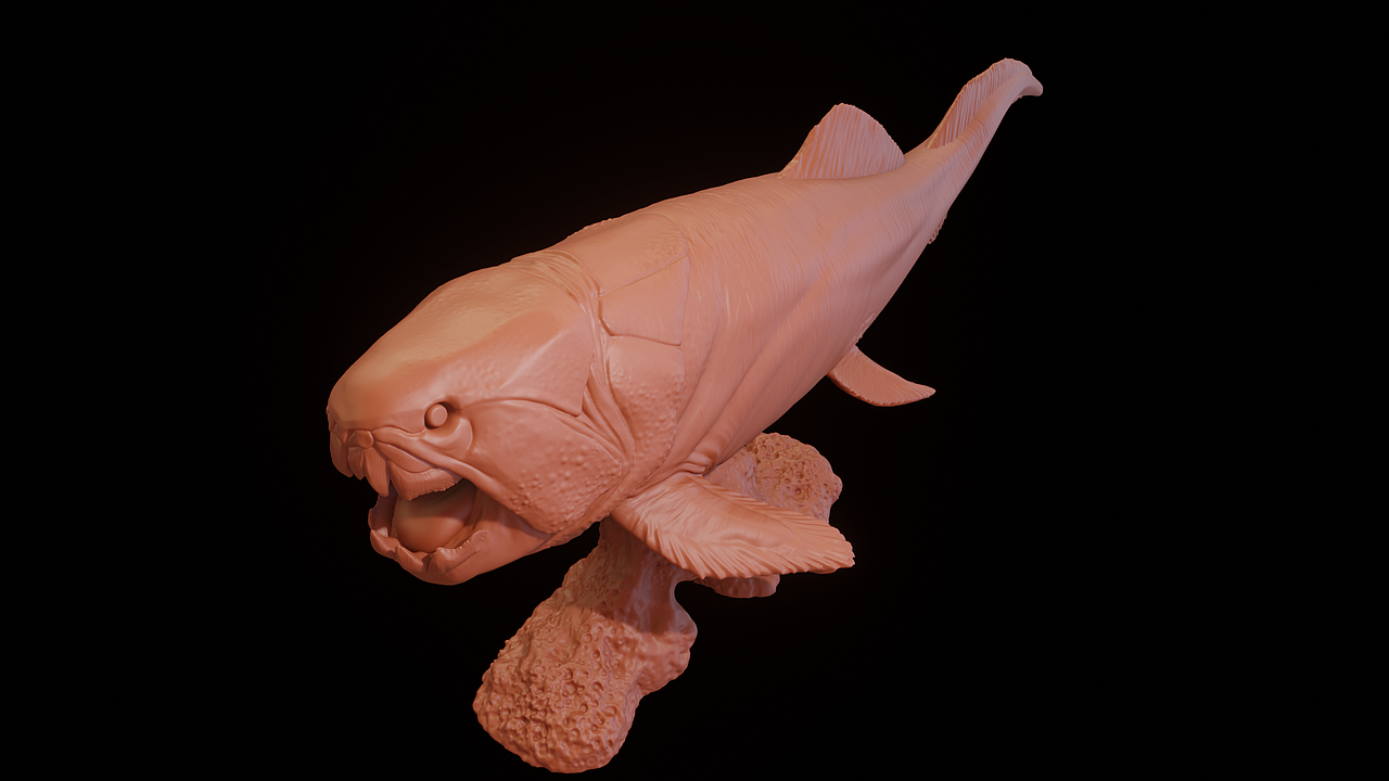 3d打印模型邓氏鱼小雕像