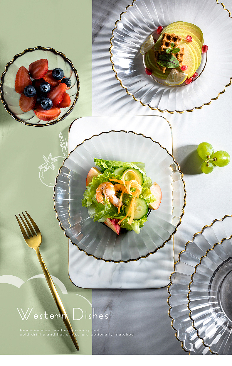 花朵玻璃碗盘 | 透明玻璃个性餐具 餐具摄影 南京摄影