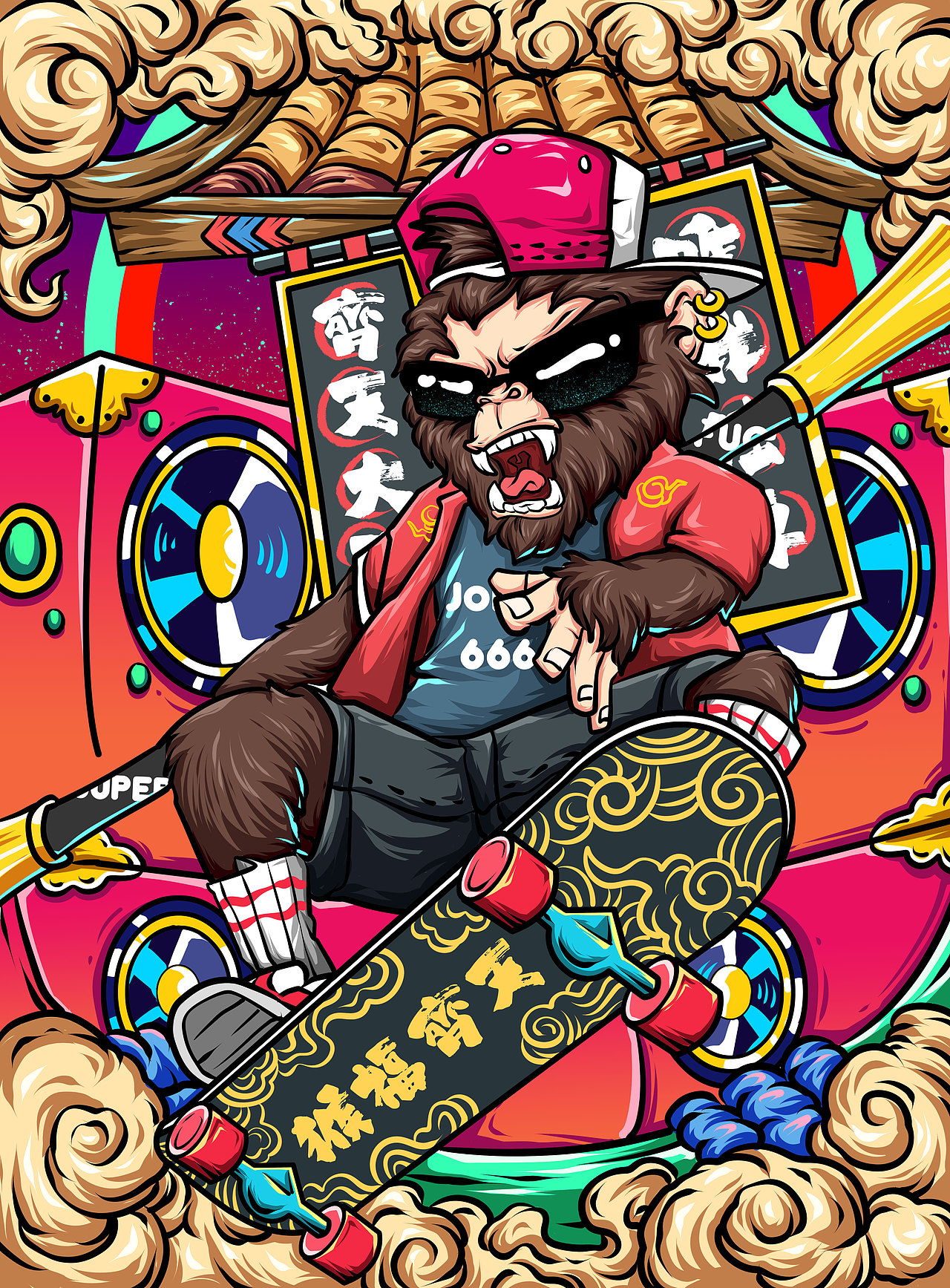 【国潮插画】国潮/涂鸦街头十二生肖商业插画