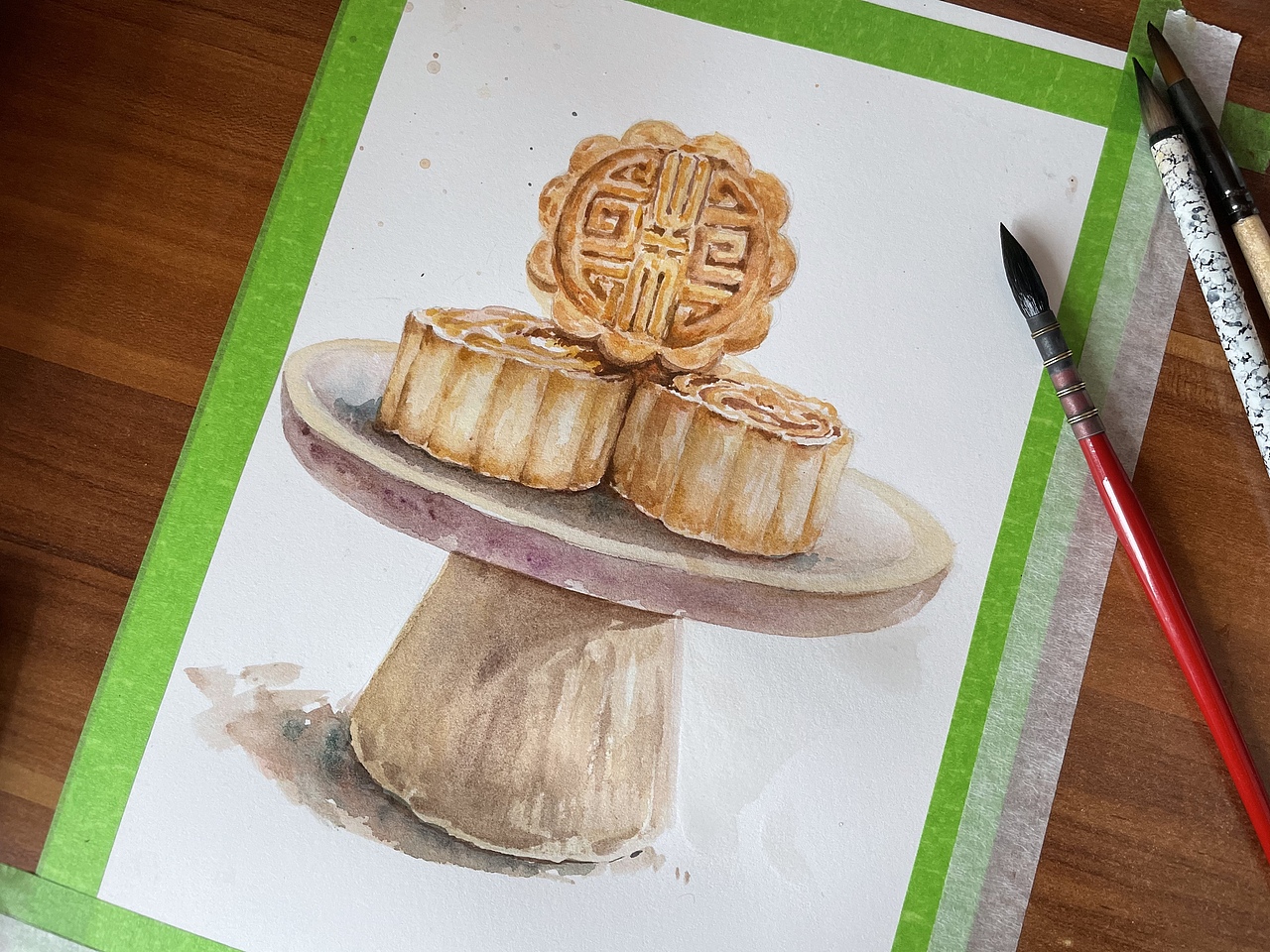 月饼水彩