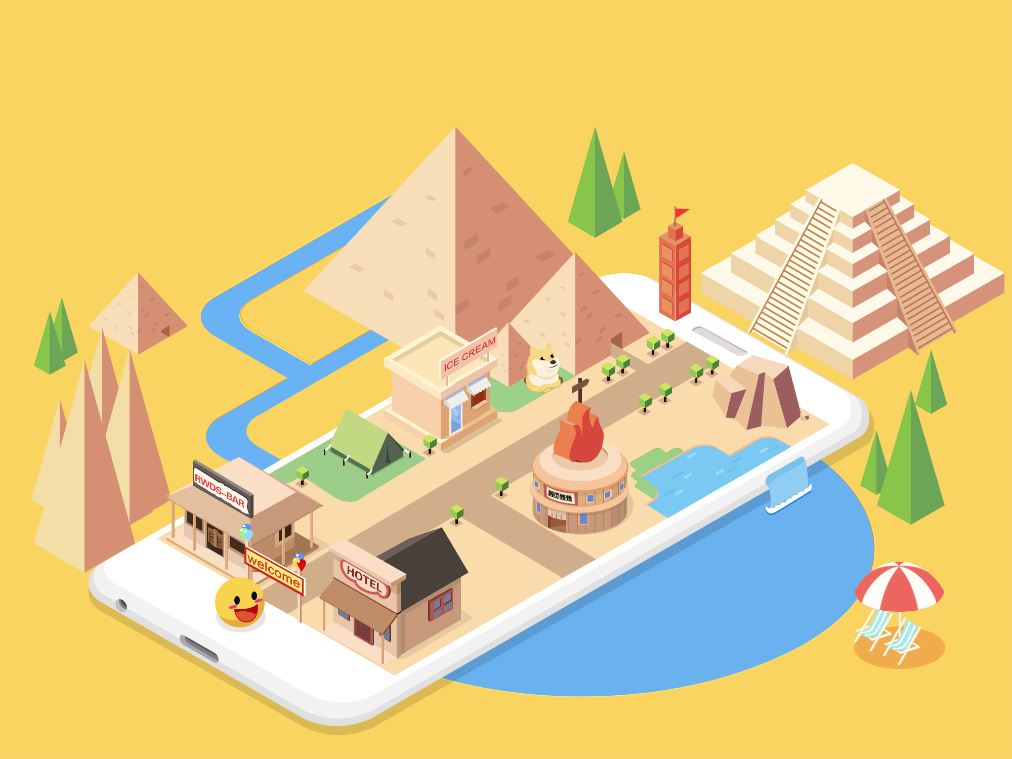 临摹站酷大神的2.5d插画