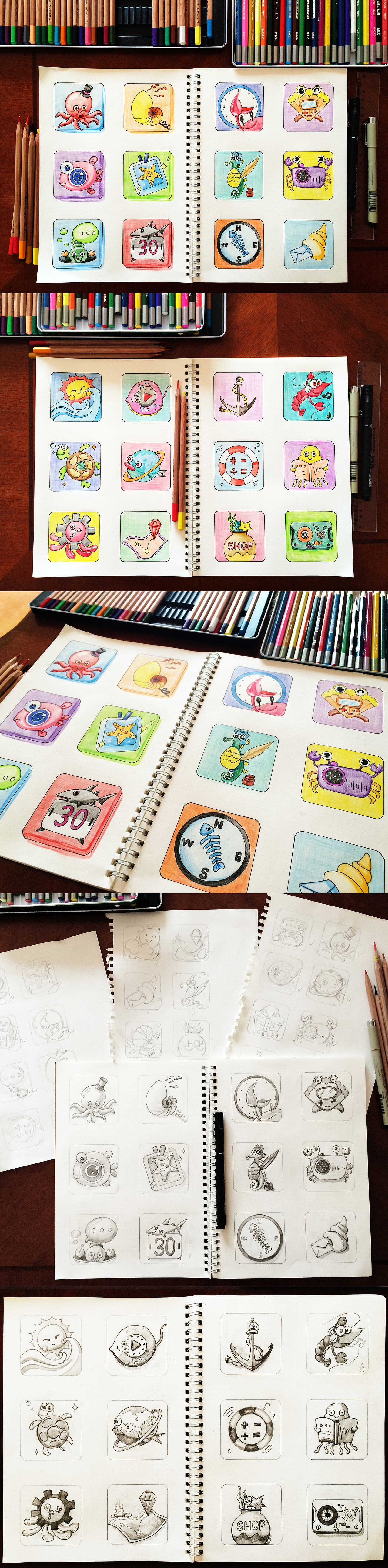 关于海洋的icon设计