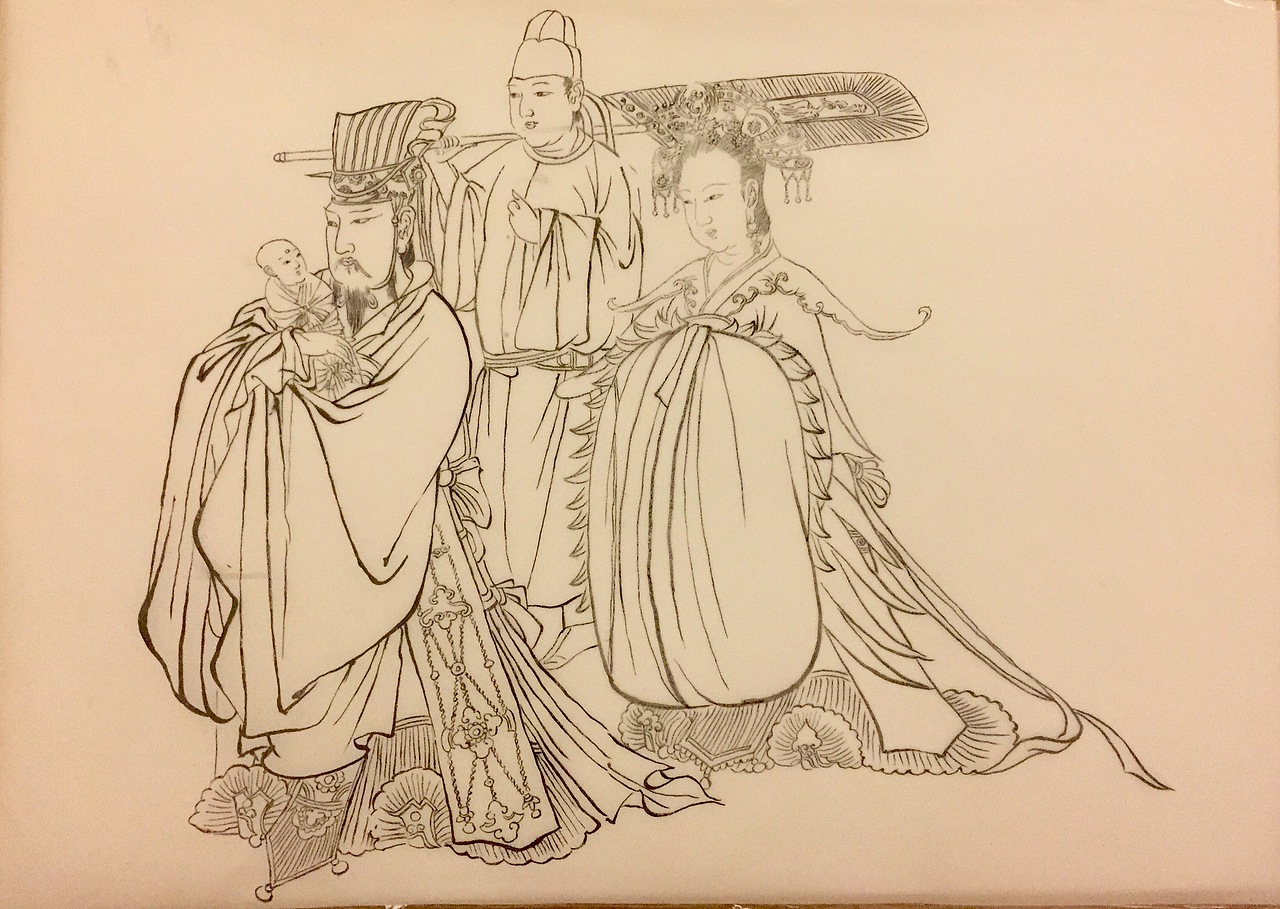 天王送子图片段临摹