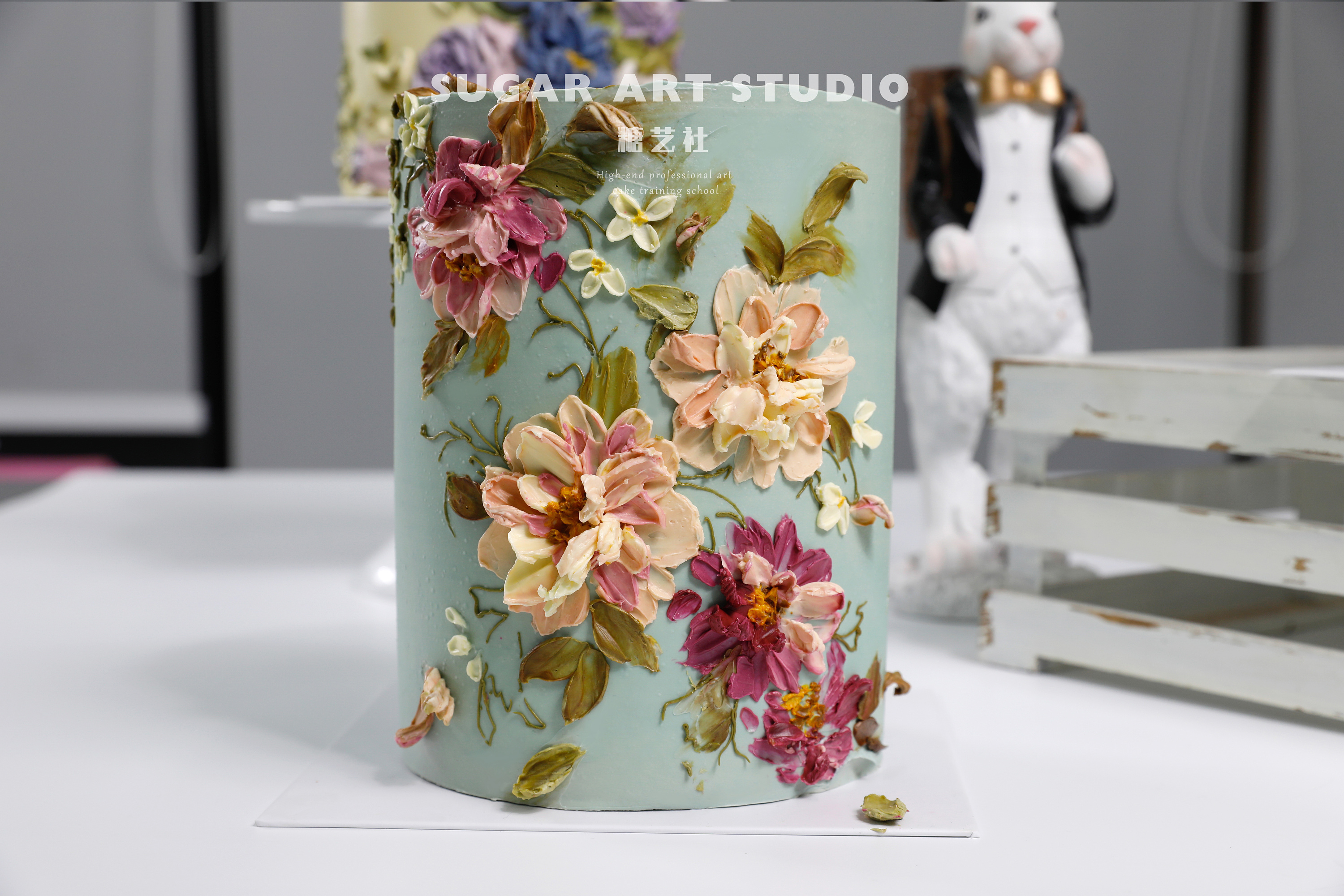 奶油霜刮刀花蛋糕作品