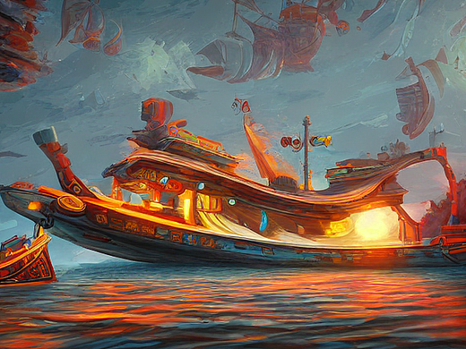 #AI创作实验室#画舫，江南，飞船