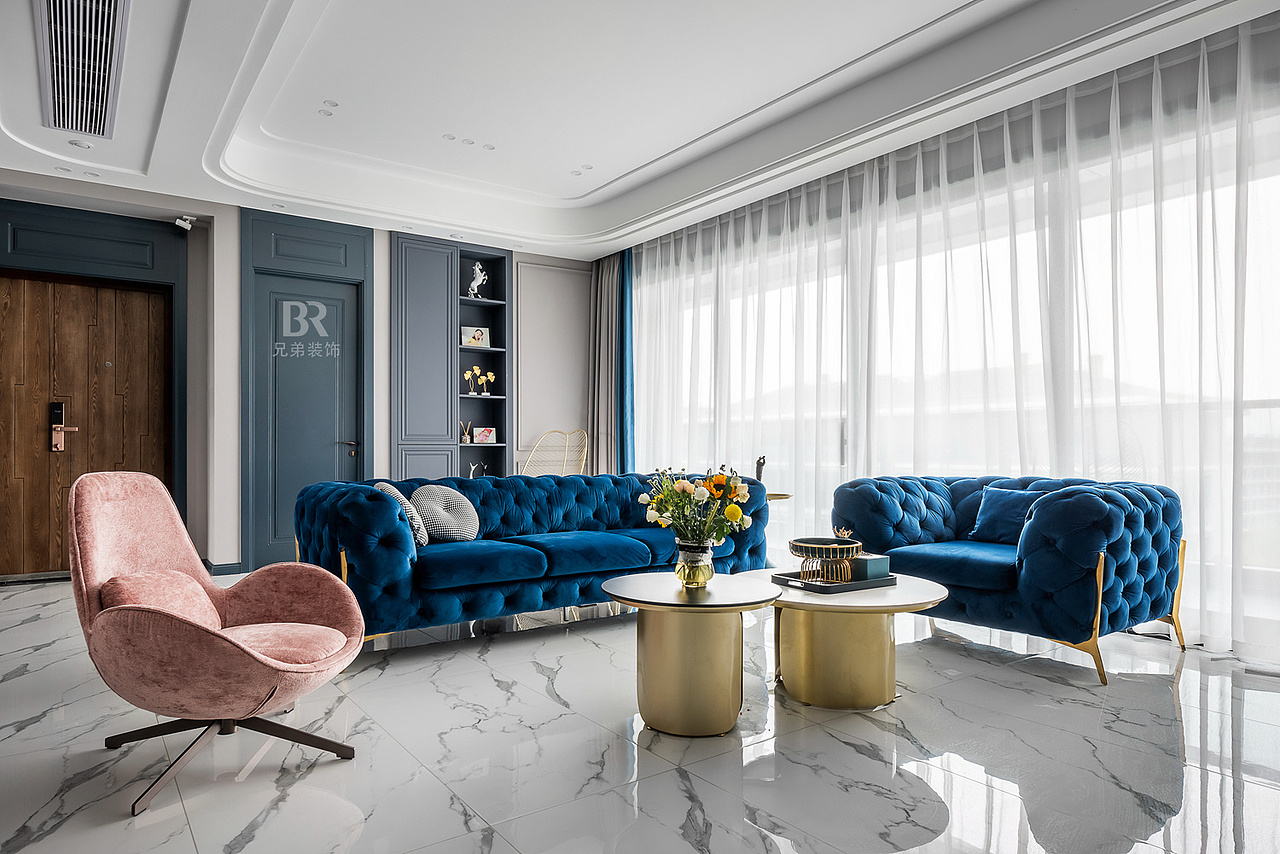 点睛孔雀蓝，不一样的现代轻奢+美式混搭（图ZMjI1MjE2OTY0） - 家装设计 - 站酷设计师重庆兄弟装饰公司原创素材 - 站酷ZCOOL