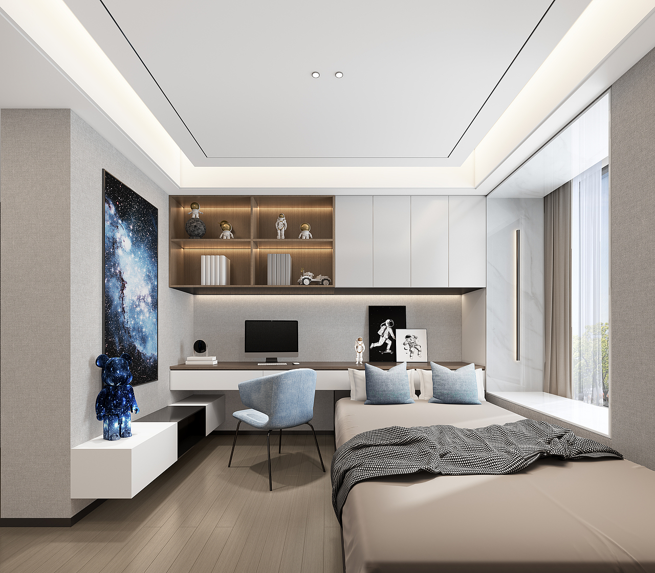 轻奢卧室（图ZMjgzMDEwNzA0） - 建筑/空间 - 站酷设计师艺博设计效果图原创素材 - 站酷ZCOOL
