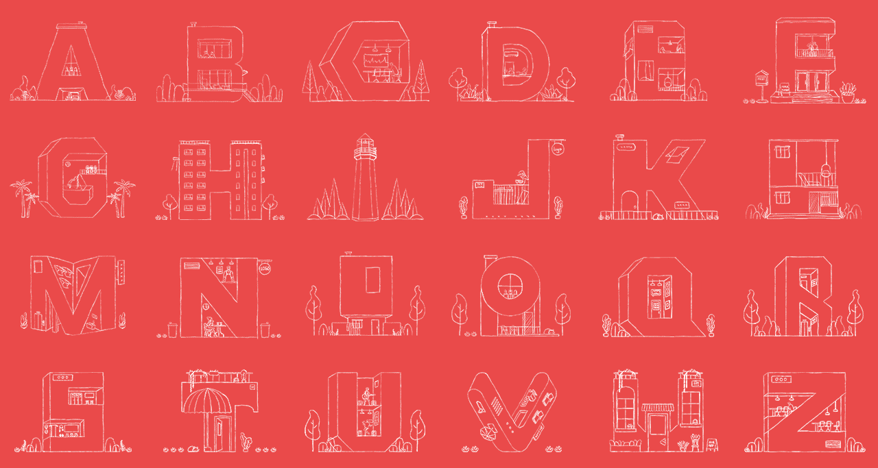 2020 I 字母建筑插画（图ZMjM4NDgzMDEy） - 创作习作 - 站酷设计师_小鹿_原创素材 - 站酷ZCOOL