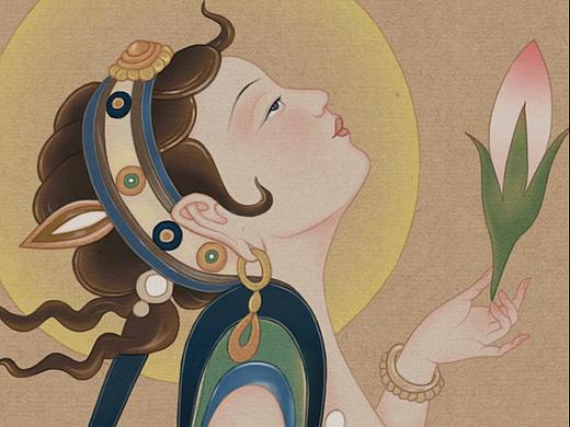 仿敦煌飞仙二二零窟《药师经变图》中的持花菩萨