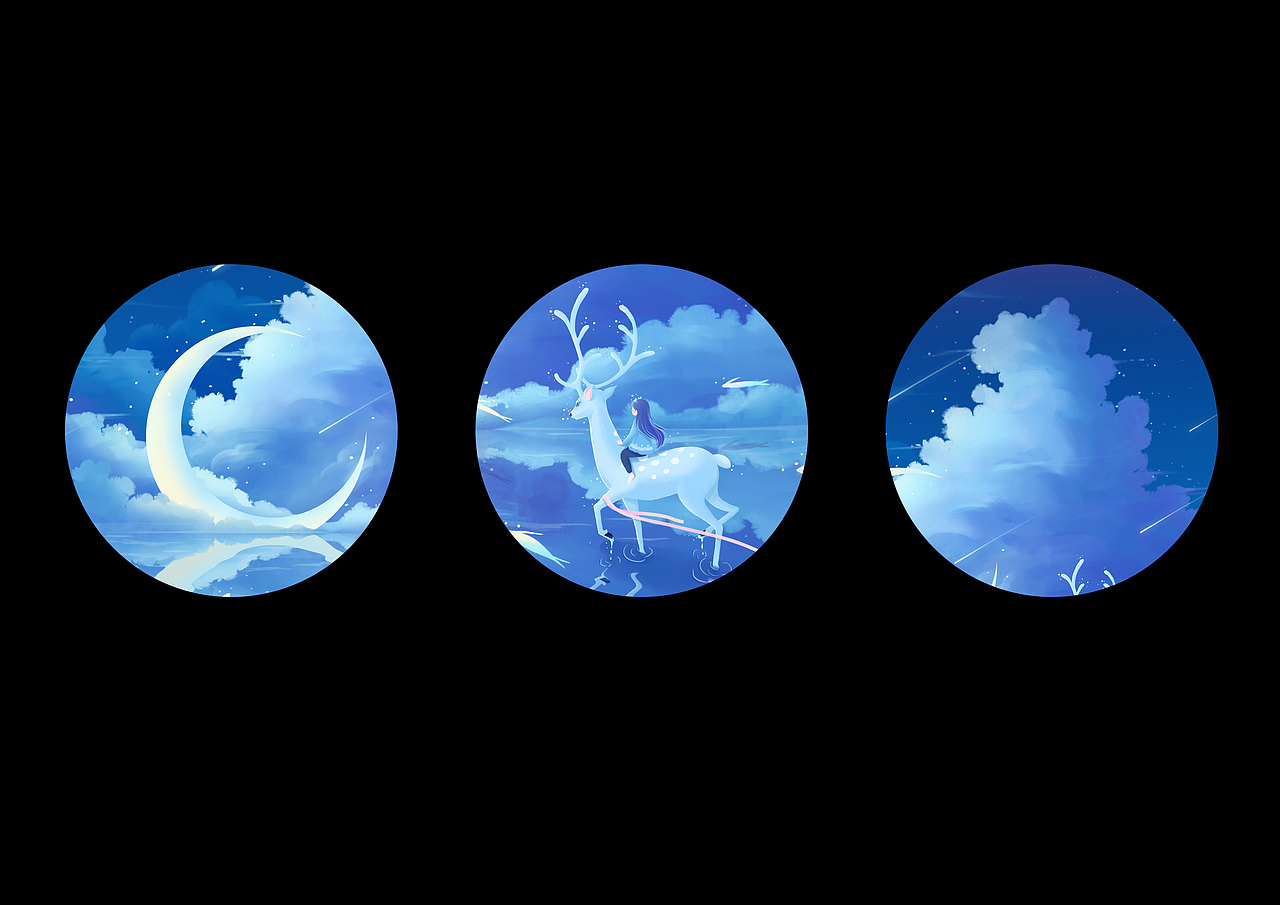 鹿与月亮的相遇（图ZMjg3NDk3MTMy） - 商业插画 - 站酷设计师首席懒神原创素材 - 站酷ZCOOL
