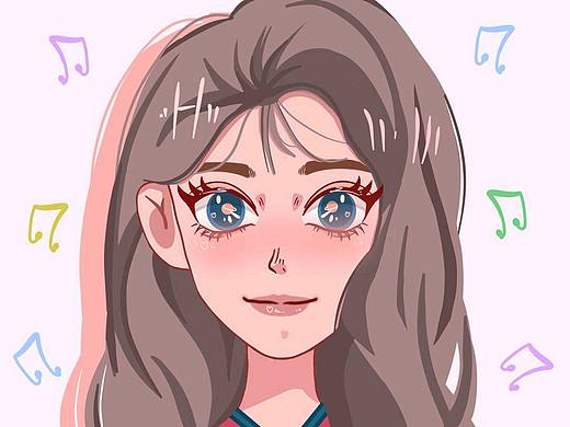 鸭风女生头像绘画