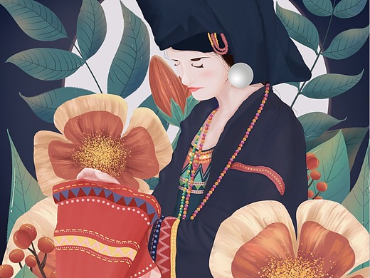 设计插画-商业插画tuanzi团子4年前苗瑶民族风格的包装插画插画-商