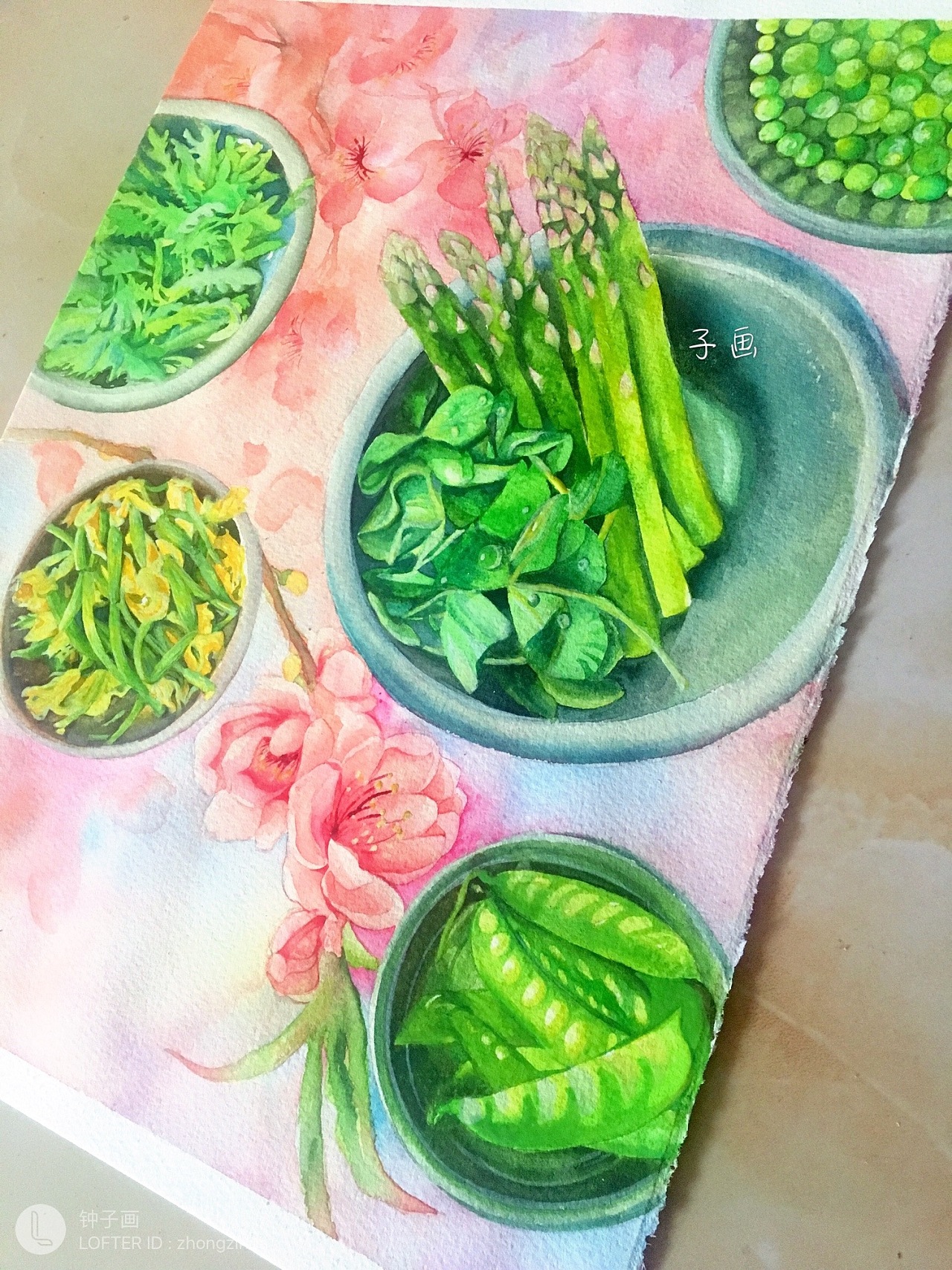 水彩 原创 三月春天 青菜 美食|纯艺术|绘画|钟子画水彩 - 原创作品
