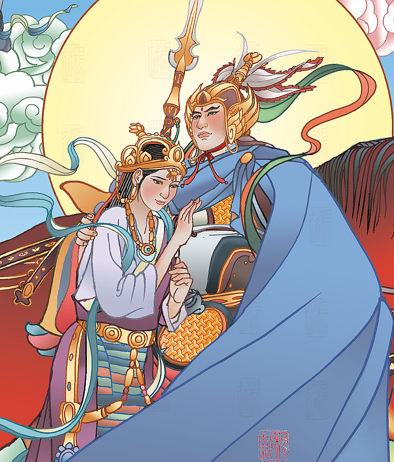 格萨尔王全传~插画~连环画~国画背景画~层板画~景箱画