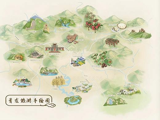 聿友文化手绘地图设计 智慧旅游 智慧导航 手绘景区