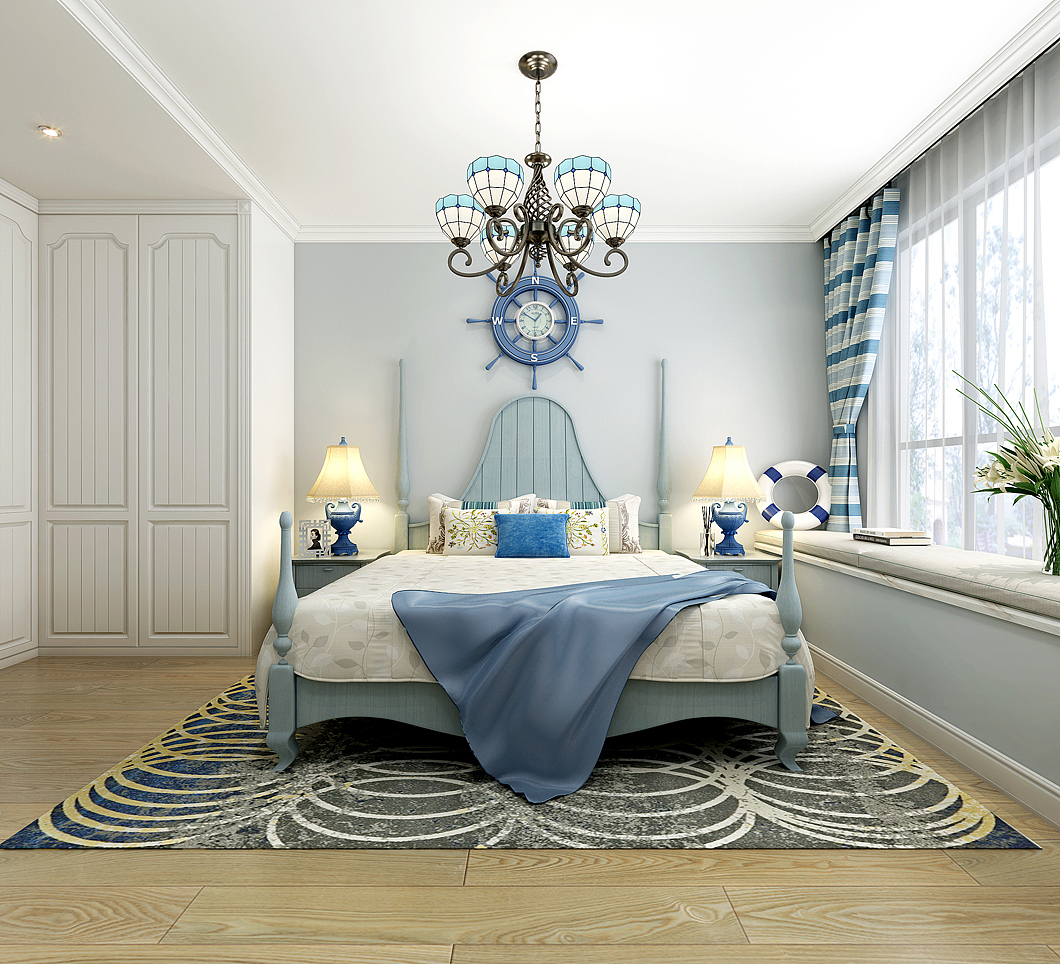 地中海主卧房间 1992效果图