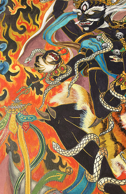 手绘六臂大黑天