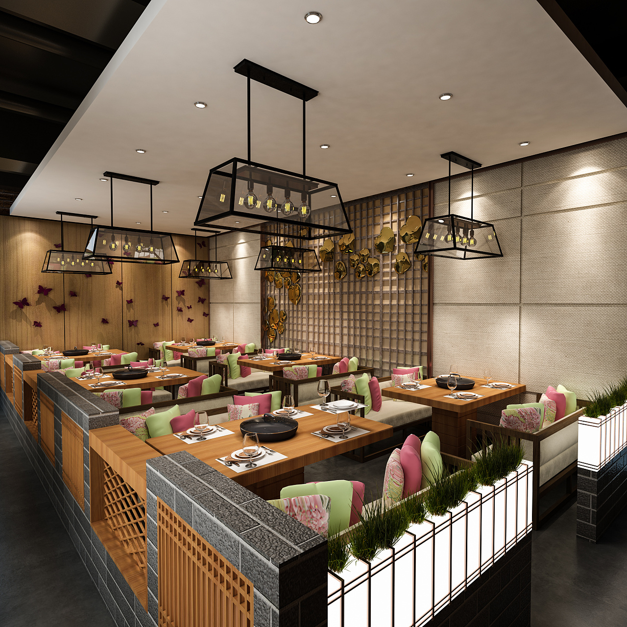 1992效果图-火锅店效果图案例|空间|家装设计|1992效果图李倩倩