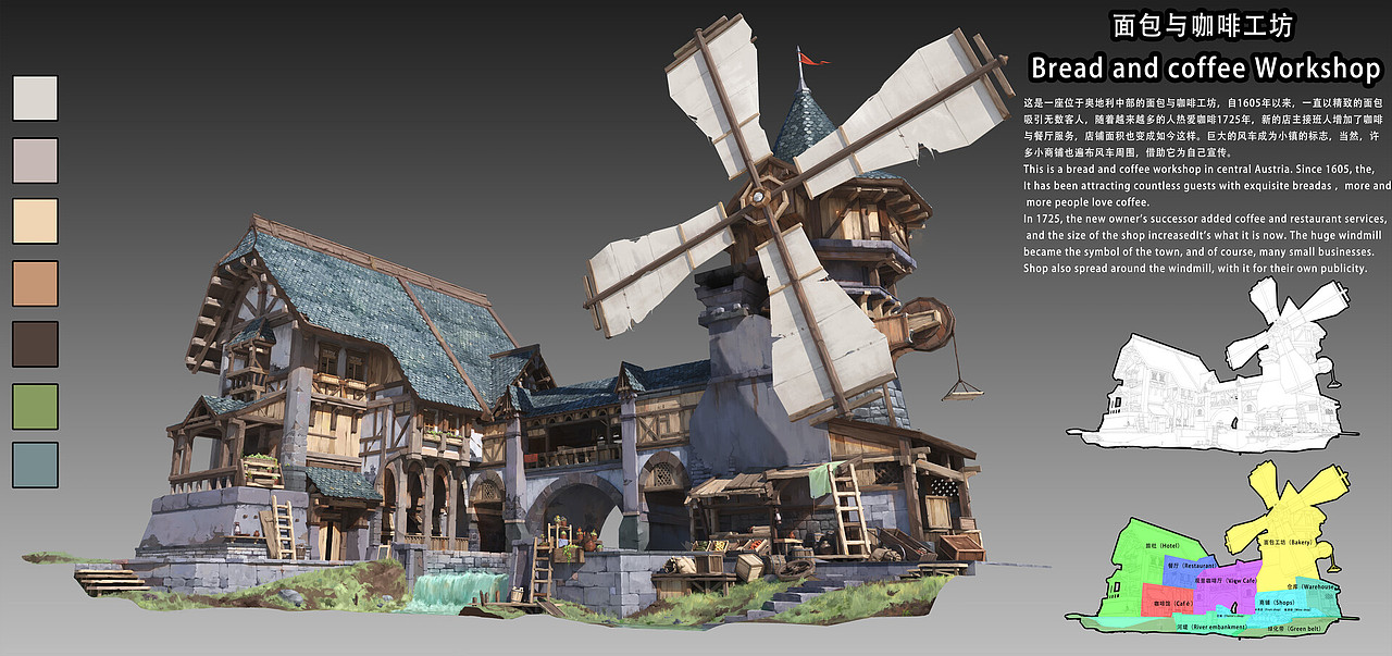 面包与咖啡工坊 中世纪单体建筑设计（图ZMjc1NDkxMjQw） - 游戏原画 - 站酷设计师凌喵ICEMEOW原创素材 - 站酷ZCOOL