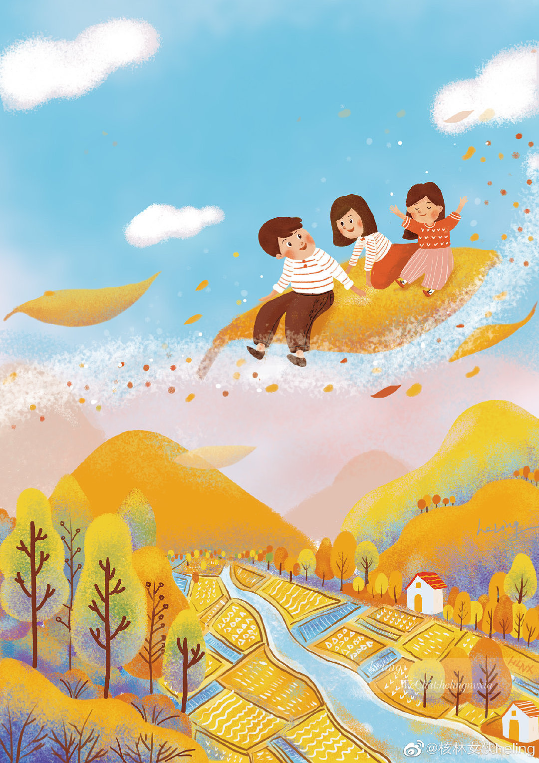 原创亲子插画之秋天的梦